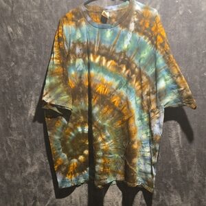 Hanes Tie-Dye Short Sleeve T-Shirt - Green and Brown,